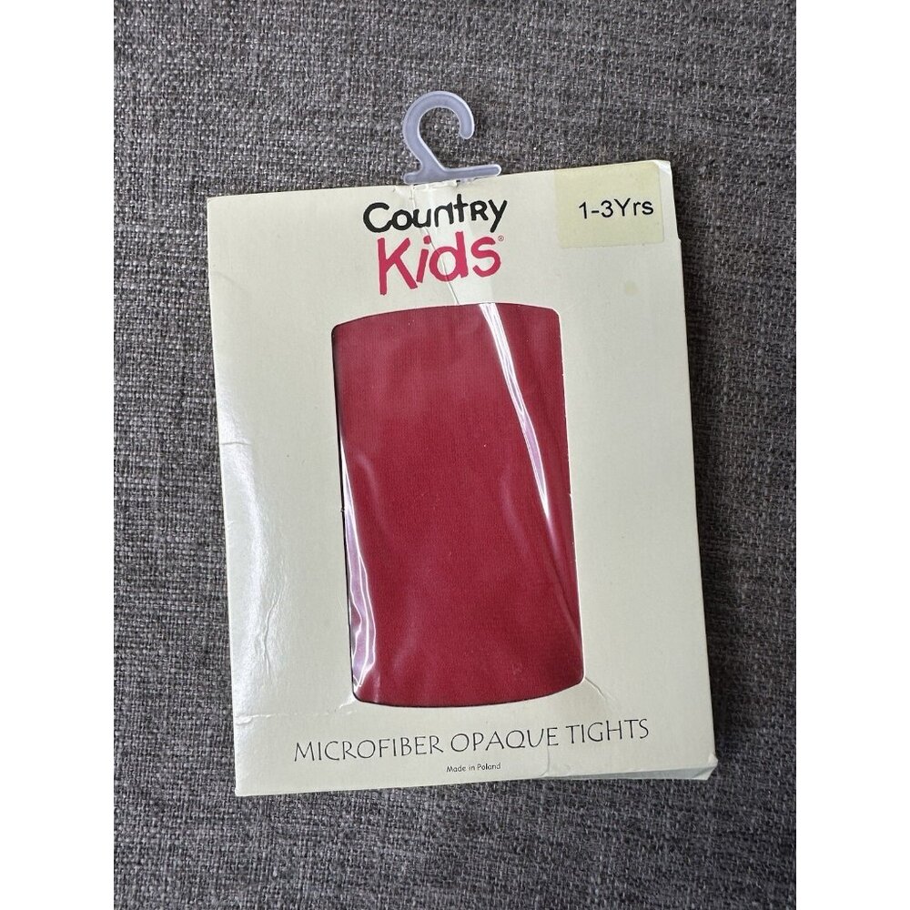 Country Kids Microfiber Opaque Red & Cotton Tights Pink Little Girls Size 1-3 Yr - Picture 2 of 5